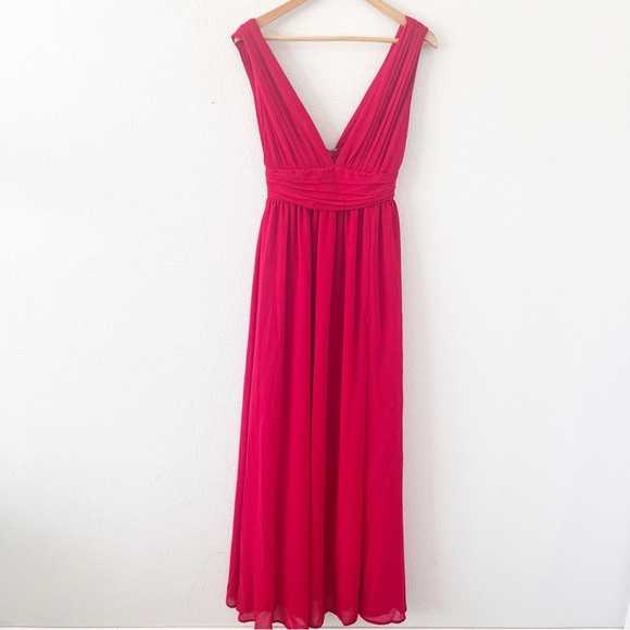 Lulus Heavenly Hues Deep V-Neck Formal Gown Maxi Dress in Red - Picture 2 of 9